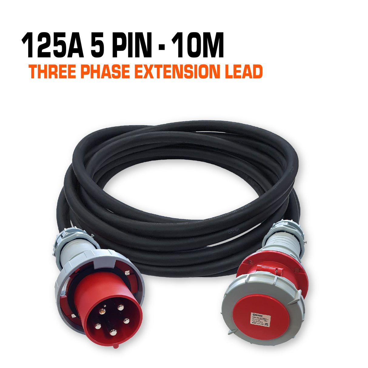 125 amp 3 phase ceeform extension lead 5 pin 10 metres