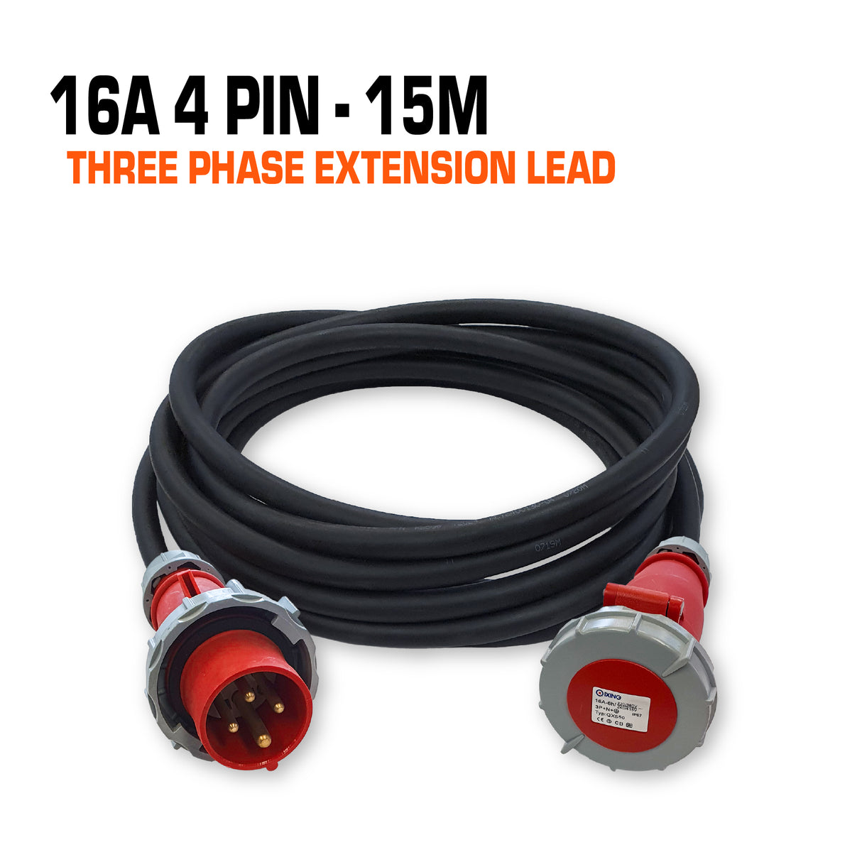 16 amp 3 phase ceeform extension lead 4 pin 15 metres