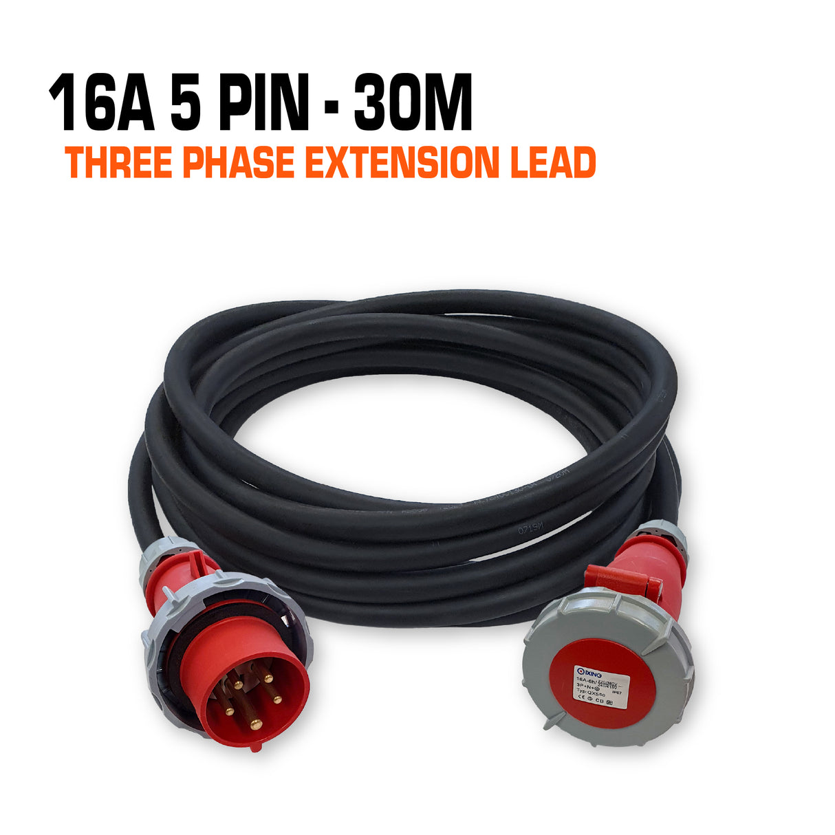 16 amp 3 phase ceeform extension lead 5 pin 30 metres