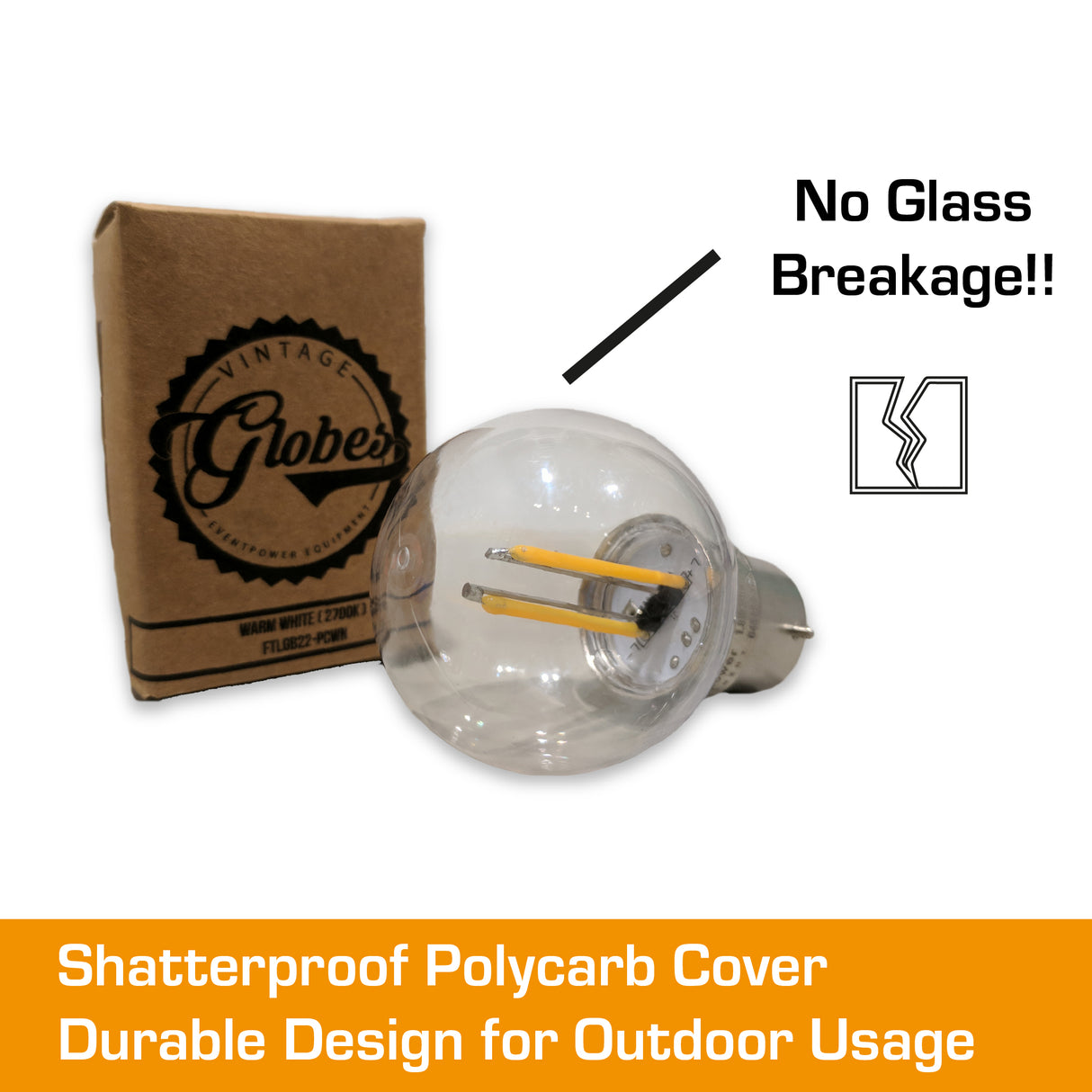 2W Dimmable B22 LED Bayonet Globe Clear Green