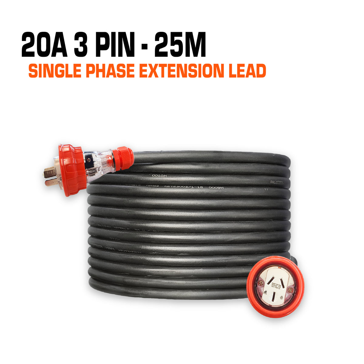 20 Amp Single Phase Extension Lead 3 Flat Pin 25M EVENTPOWER EQUIPMENT