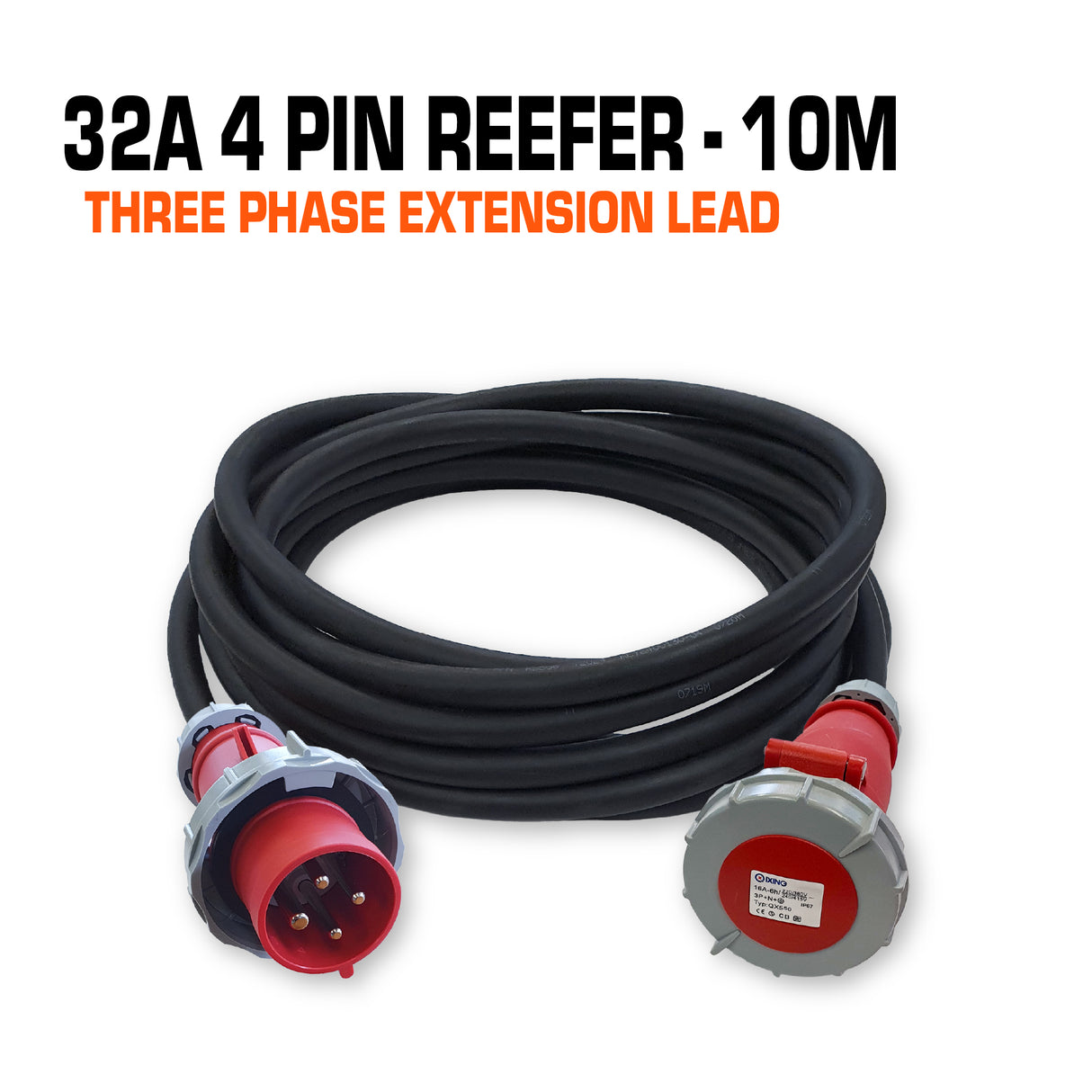 32 amp 3 phase ceeform extension lead 4 pin reefer 10 metres