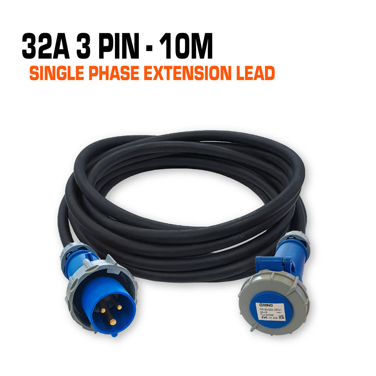 32 amp 3 phase ceeform extension lead 3 pin 10 metres