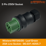 Wieland RST20i3 Line socket female G3 screw fitting Leaf Green