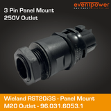 Wieland RST20i3 Panel outlet 3P Screw M20 thread G3.
