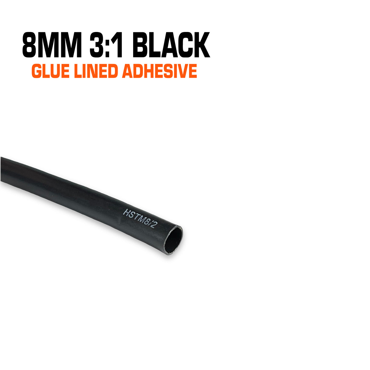 8mm black glue-lined heat shrink.