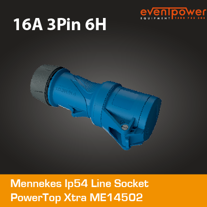 Mennekes IP54 Line Socket - 16A 3 PIN PowerTop Xtra