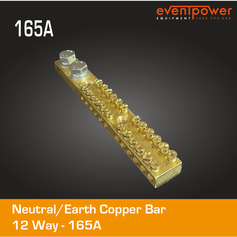 12 Way Neutral/Earth Copper bar 165A