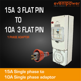 15A 1 Phase to 10A Flat Pin Single Phase