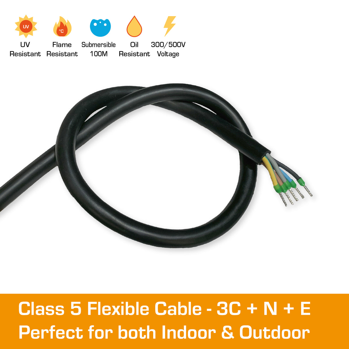 20 Amp 3 Phase Extension Lead 5 Pin - 2M