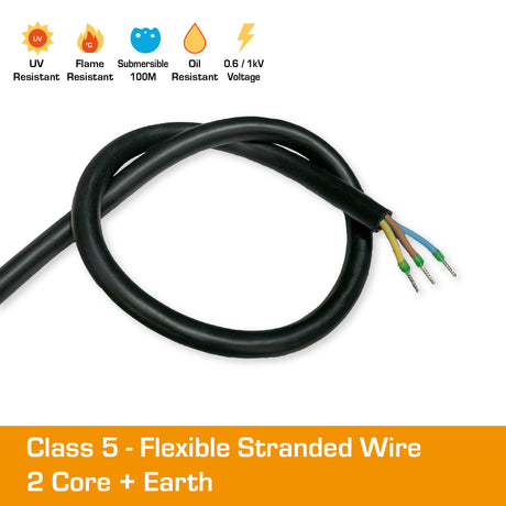 1.5mm² Black Flex Cable 2C+E