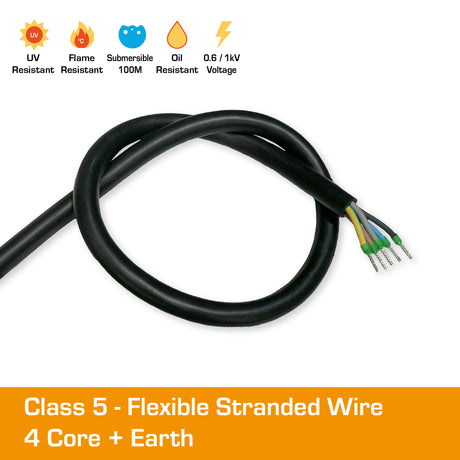 4mm² Black Flex Cable 4C+E