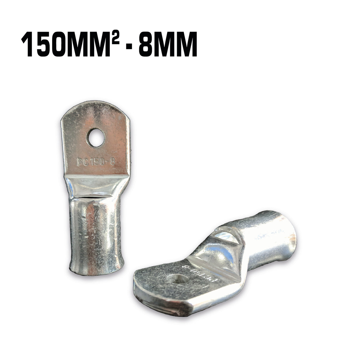 150mm² copper cable lug with a 8mm hole.