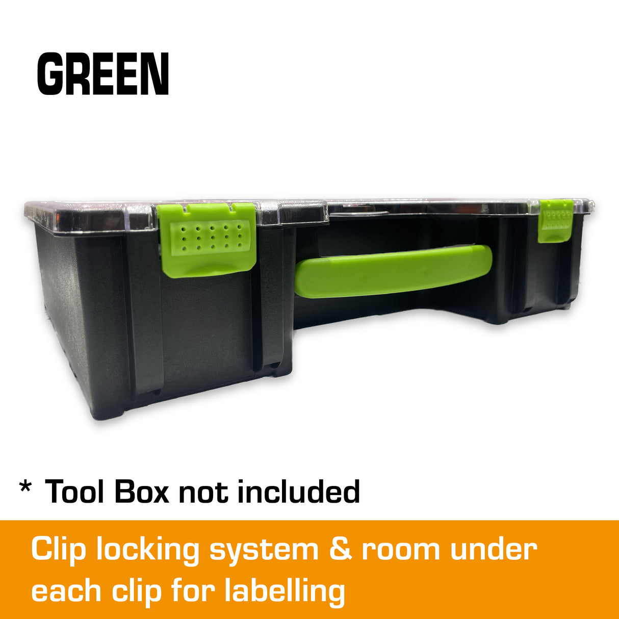 Green Clips and Handle to Suit Tool Box Organizer