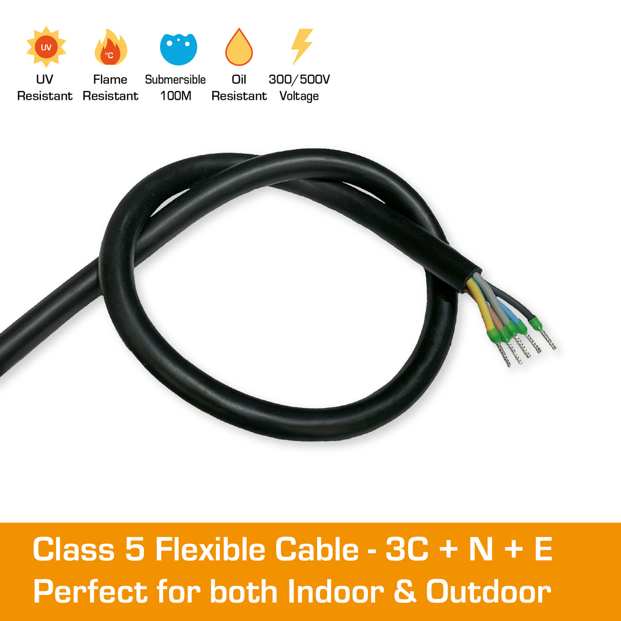 20 Amp 3 Phase Extension Lead 5 Pin - 30M