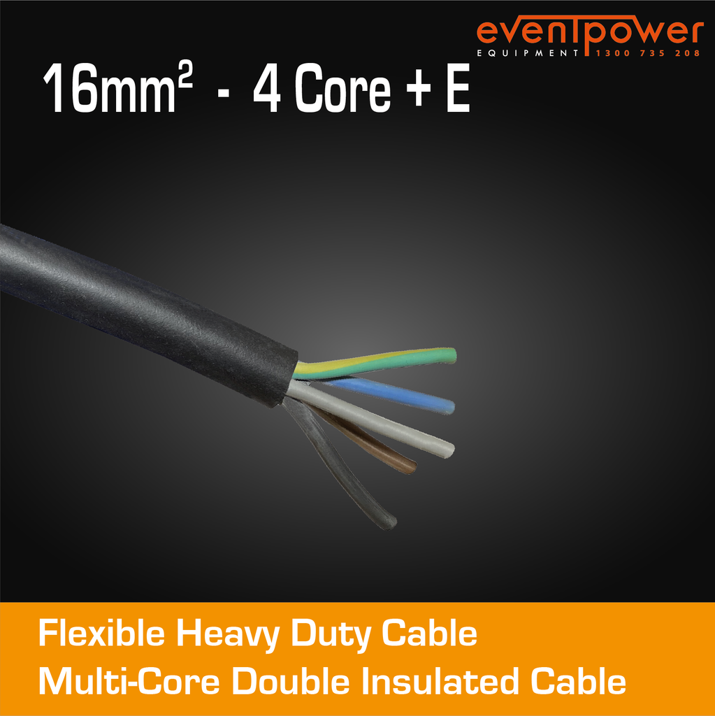 16mm2 4C+E Black Flex Cable