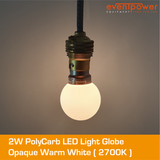 2W PolyCarb Opaque Warm White LED dimmable B22 Bayonet