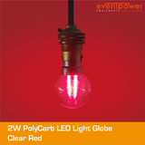2W PolyCarb Clear Red LED dimmable B22 Bayonet