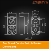Aus Stand Combo Switch Socket 50A 5 PIN