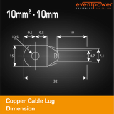 Copper Cable Lug - 10mm Lug 10mm Hole