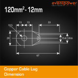 Copper Cable Lug - 120mm Lug 12mm Hole