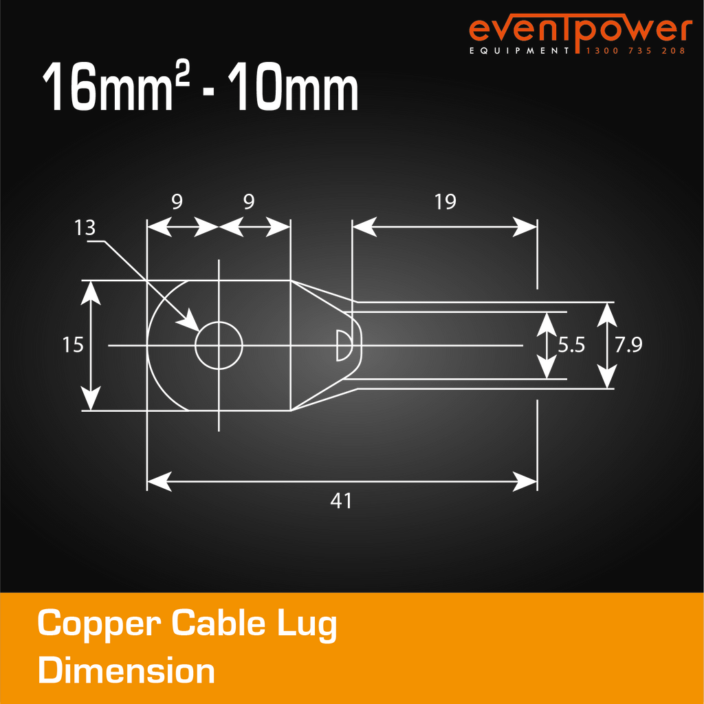 Copper Cable Lug 16mm Lug 10mm Hole EVENTPOWER EQUIPMENT