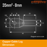 Copper Cable Lug - 35mm Lug 8mm Hole