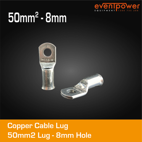 Copper Cable Lug -  50mm Lug 8mm Hole