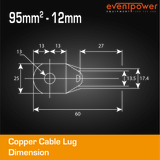 Copper Cable Lug - 95mm Lug 12mm Hole