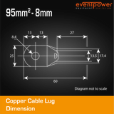 Copper Cable Lug - 95mm Lug 8mm Hole