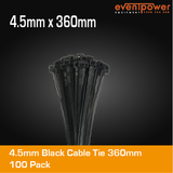 4.5mm Black Cable Tie 360mm 100 pack