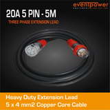 20A 3 Phase 5 Pin Extension Lead (5M)