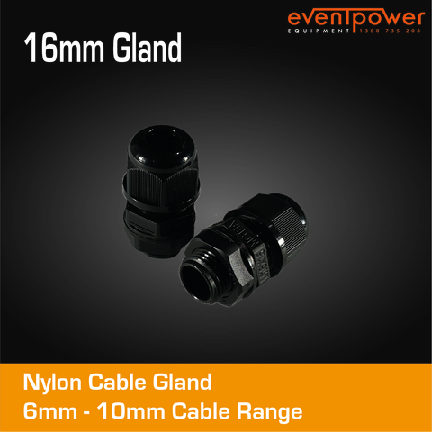 16mm Nylon Cable Gland Black Premium 6 - 10 mm