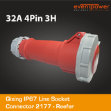 Qixing IP67 Line Socket - 32A 4 Pin Reefer QX2177