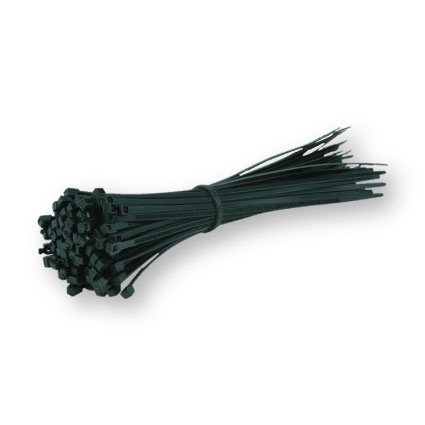 Black cable ties in a bunch.