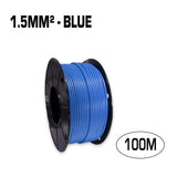 Single core 1.5mm² blue flexible electrical wire cable, 100 metres.