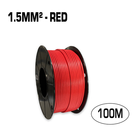 Single core 1.5mm² red flexible electrical wire cable, 100 metres.