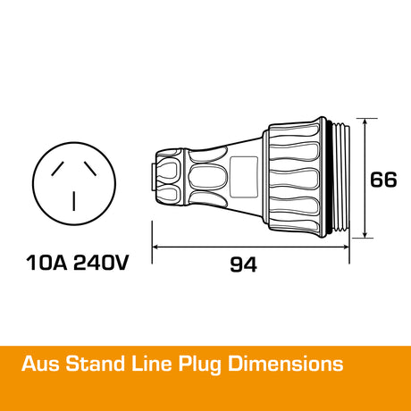 Australian 10A Plug 3 Flat PIN