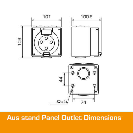 Australian Panel Outlet 10A 3 Flat PIN