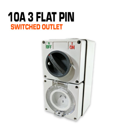 Australian 10 amp 3 flat pin switched outlet socket.