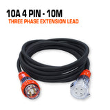 10 amp 3 phase extension lead 10 metres 4 pin