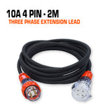 10 amp 3 phase extension lead 2 metres 4 pin