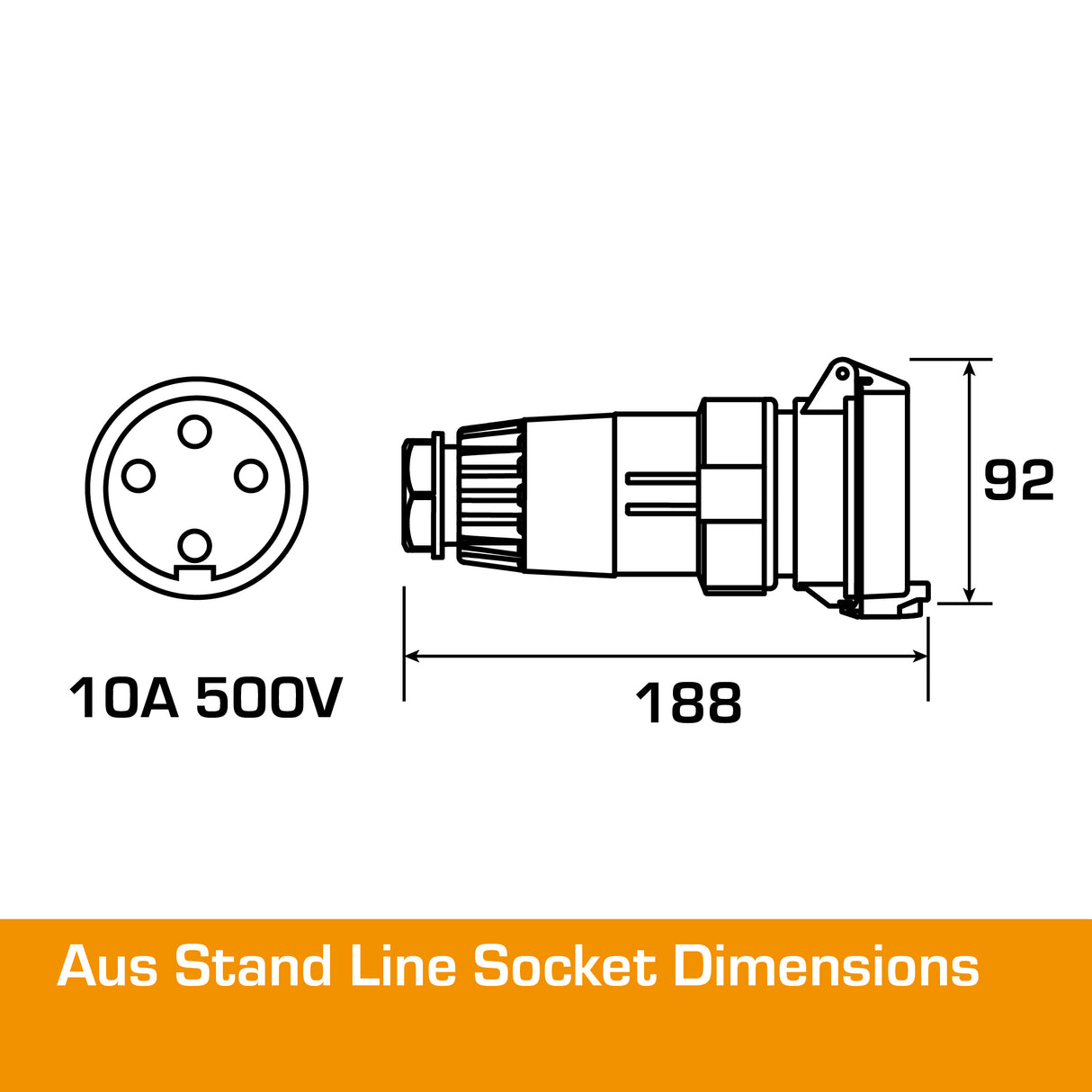 Australian 10A Three Phase Socket 4 PIN