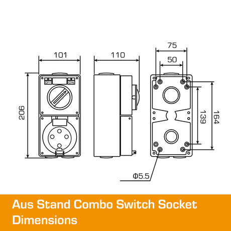 Australian 10A Switched Outlet 4 PIN