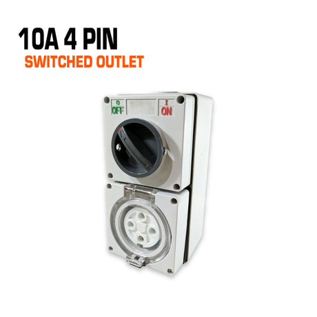 Australian 10 amp 4 flat pin switched outlet socket.