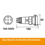 Australian 10A Three Phase Socket 5 PIN