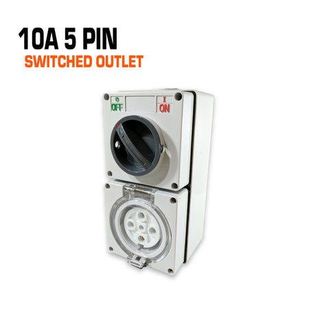 Australian 10 amp 5 pin switched outlet socket.