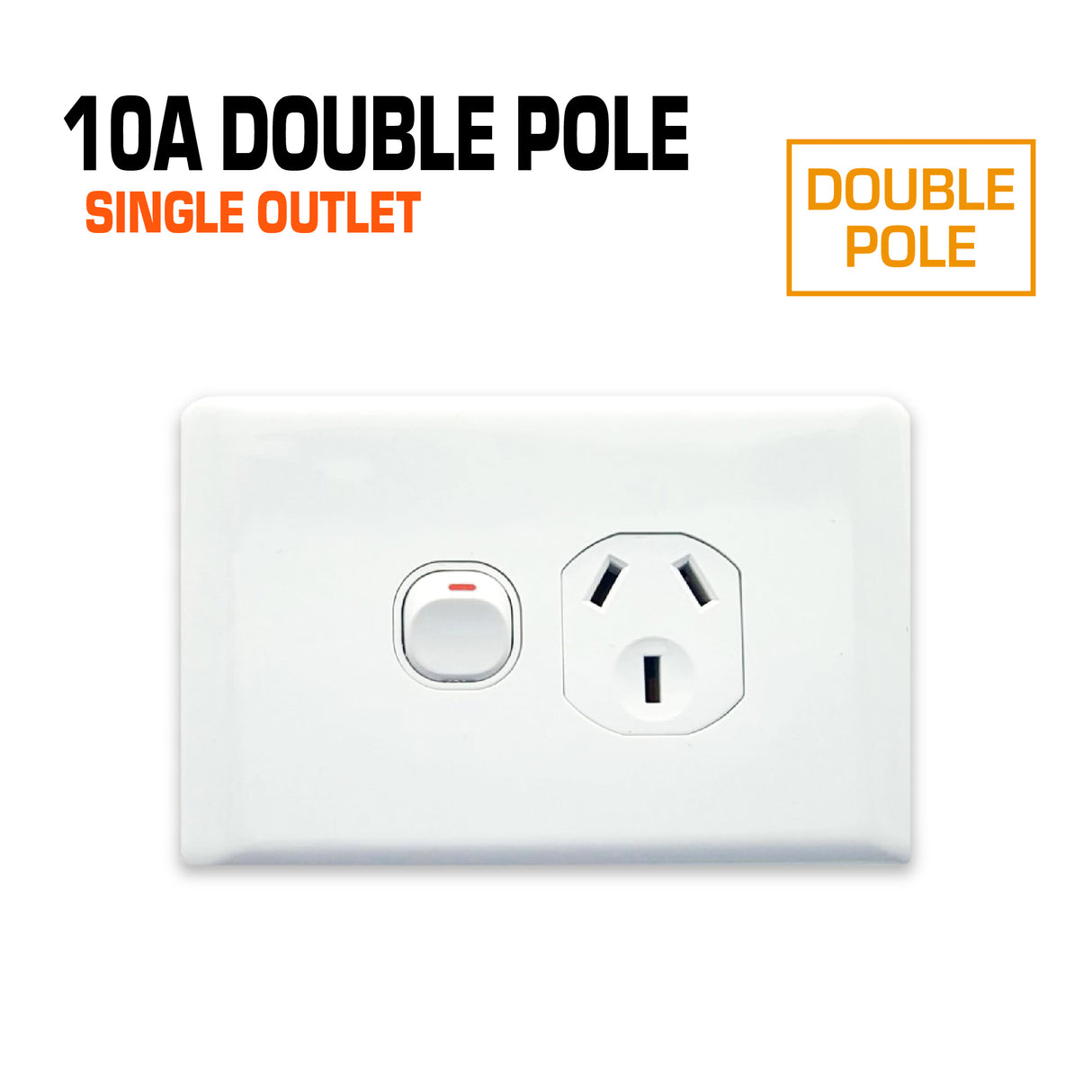 10 amp double pole power point single outlet.