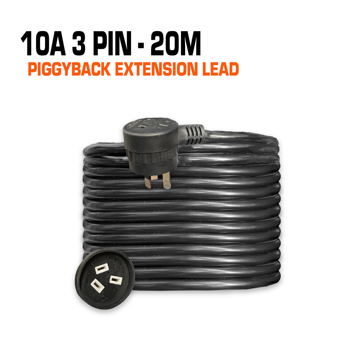 20m extension lead cord with piggyback.