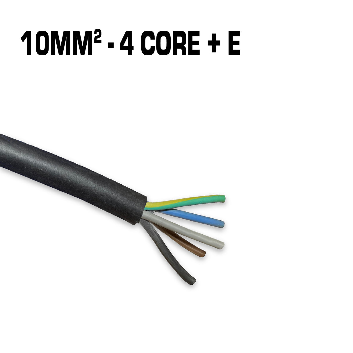 5 core 10mm² black flexible electrical cable.